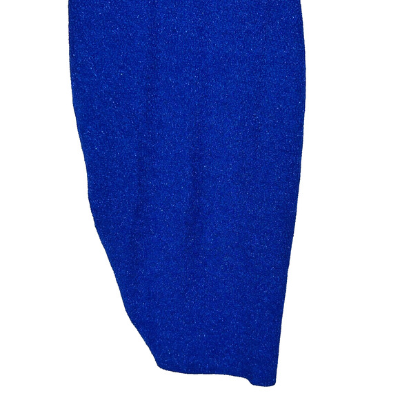 Symphony Ruched Dress Womens Small Blue Lights Down Low Glitter V Neck Plunge - Picture 9 of 14